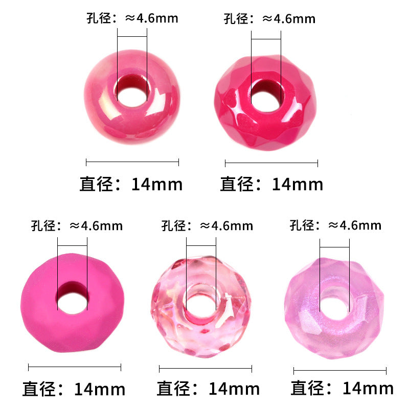 Acrylic Spacer Beads 14mm Candy Solid Color Large Hole 100pcs 4