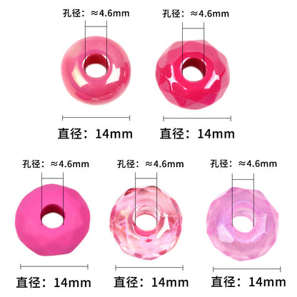 Acrylic Spacer Beads 14mm Candy Solid Color Large Hole 100pcs 4