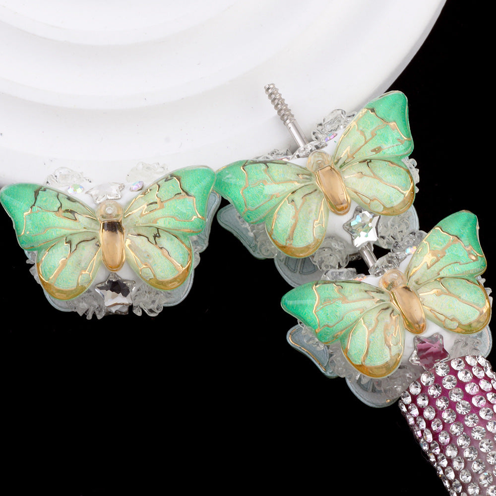 Vintage Radiant Butterfly Resin Beads 35mm Detailed Colorful 2pcs 19