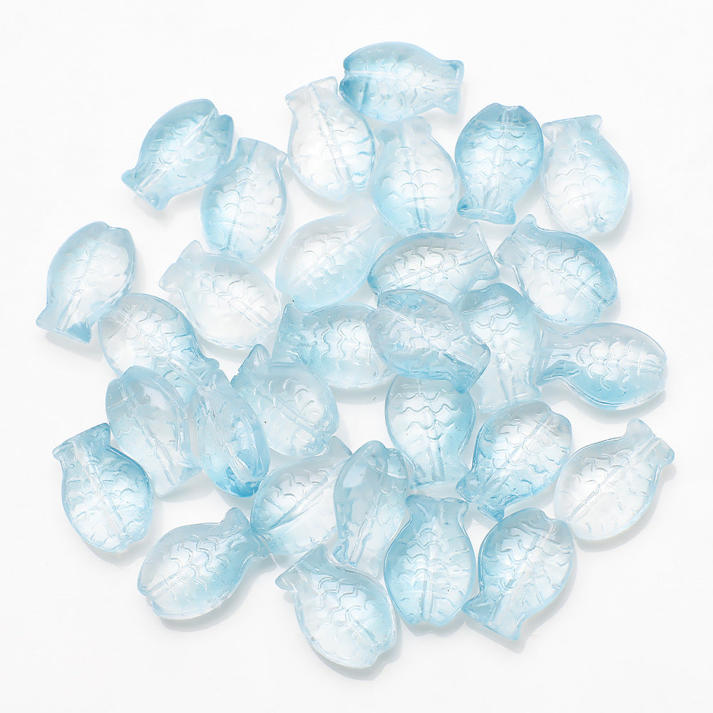 Electroplated Small Fish Glass Beads 10x14mm Translucent 30pcs 29