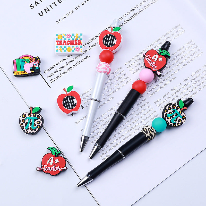 Silicone Focal Beads Apple Teacher School Stationery A Plus Teacher 20pcs 4
