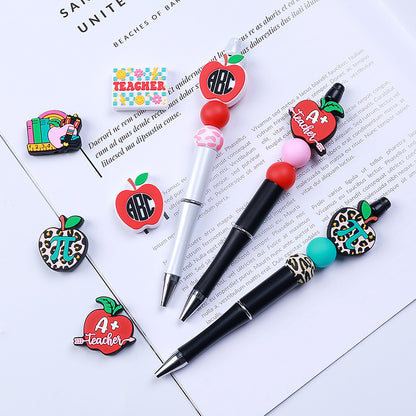 Silicone Focal Beads Apple Teacher School Stationery A Plus Teacher 20pcs 4