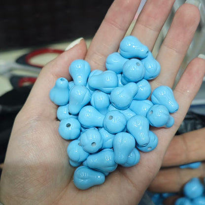 Baking Painted Pear Acrylic Beads 12-16mm Solid Colors 50pcs 9