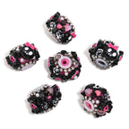 Halloween Skull Bow Acrylic Beads 26mm Pink Rhinestone 10pcs 6