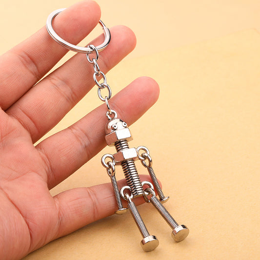 Articulated Alloy Robot Keychain Industrial Design Charm