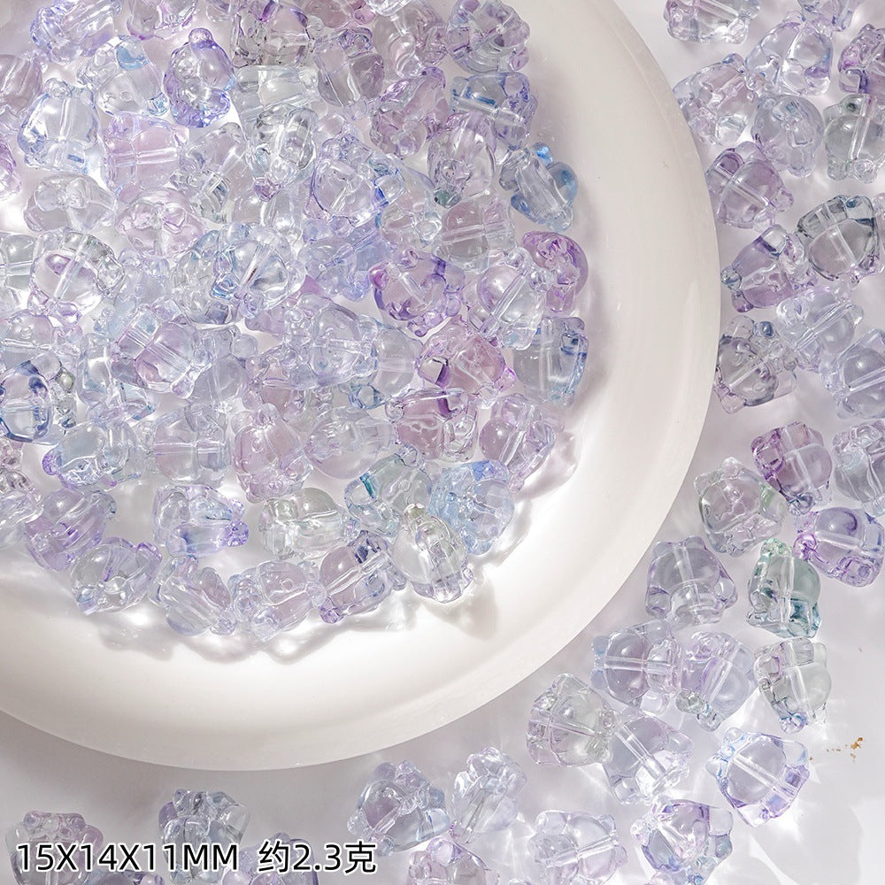 Clear Cartoon Cinnamorol Glass Beads 15mm Mixed Colors 50pcs 16