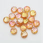 Rose Plated Glass Beads 10mm Glossy Spiral Floral Design 30pcs 9