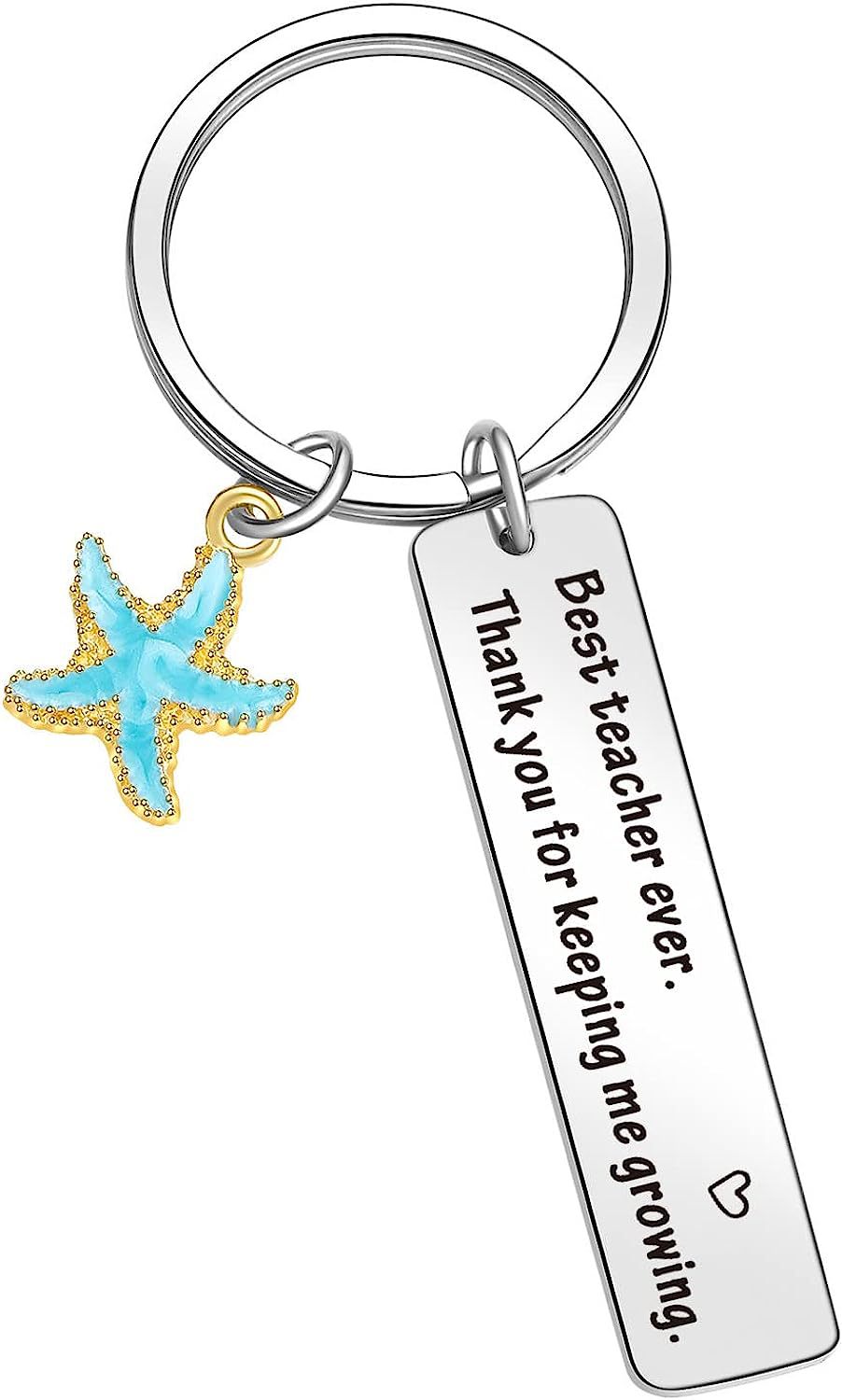 Stainless Steel Starfish Keychain Ocean Blue Teacher Appreciation Charm 4