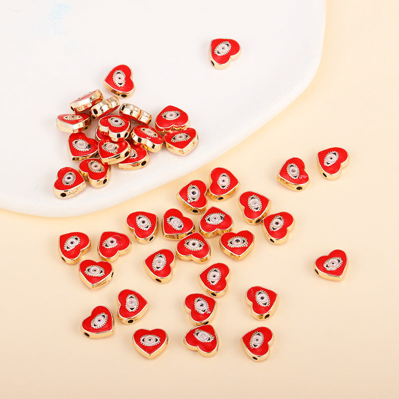 Irregular Shaped Metal Beads Double-Sided Enamel Evil Eye 20pcs 50