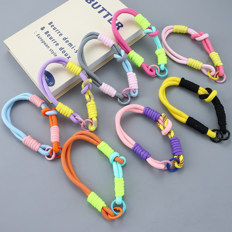 Dual Color Knotted Double Ring Phone Wristlet Keychain Nylon 3pcs