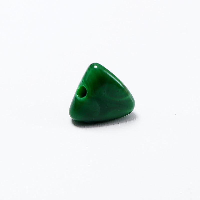Imitation Turquoise Triangular Pyramid Acrylic Beads 13mm Glossy Marbled 100pcs 3