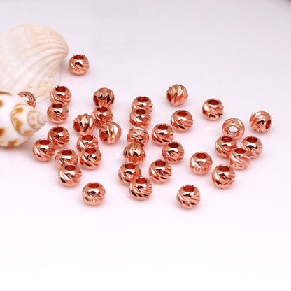 Brass Round Metal Beads 2.5-8mm Spiral Textured 100pcs 7
