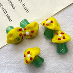 Hand Painted Mushroom Glass Beads 16mm 3D Enamel Focal Bead 1pc 6