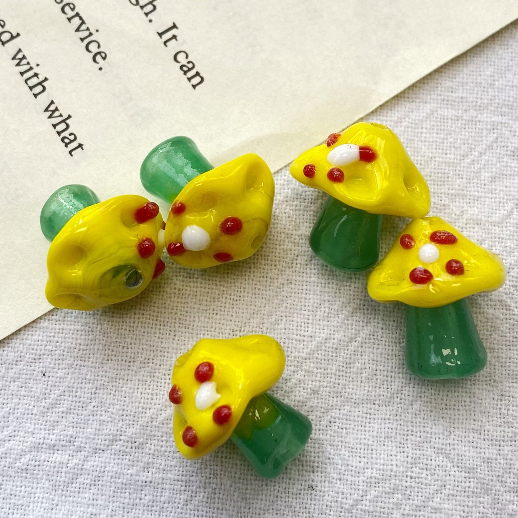 Hand Painted Mushroom Glass Beads 16mm 3D Enamel Focal Bead 1pc 6