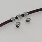 Tube Metal Beads 5mm Diagonal Patterned Tibetan Silver Tone Large Hole 100pcs 4