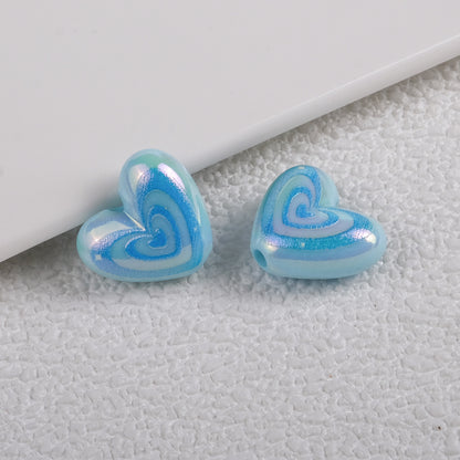 Plating Heart Acrylic Beads 18mm Spiral Pattern Glossy 50pcs 9