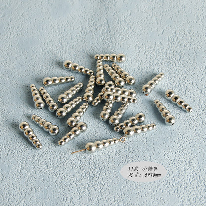 Plating Irregular Shaped Acrylic Beads Metal Colored Silver 100pcs 16