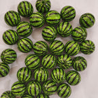 Printed Bubblegum Beads 20mm Watermelon Round Acrylic 5pcs 3