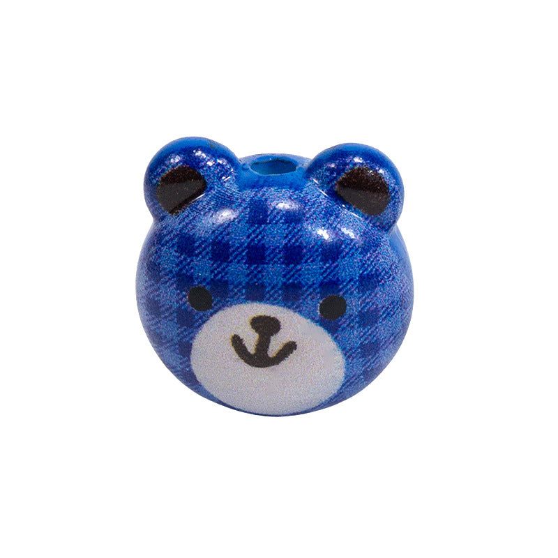Cartoon Character Bear Head Acrylic Beads 17mm Colorful 10pcs 16