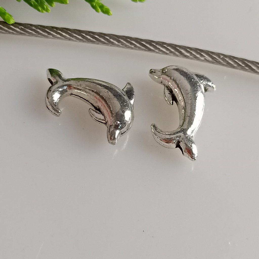 Dolphin Metal Beads 17mm Antique Silver Tone Zinc Alloy 100pcs 2