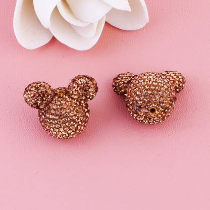 Polymer Clay Mickey Head Rhinestone Beads 17mm Full Pave 6pcs 14