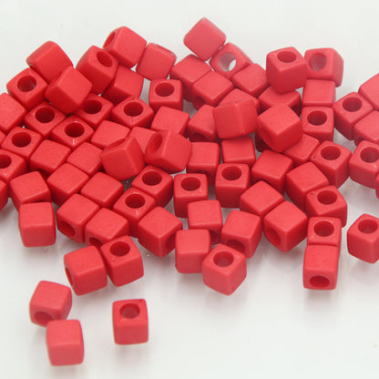 Square Acrylic Beads 7mm Large Hole Chunky Mixed Colors 100pcs 8