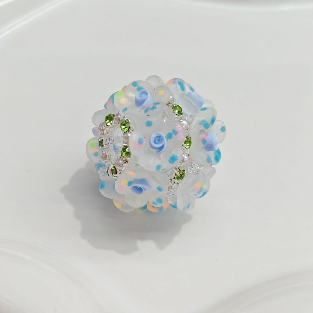 Embellished Bubblegum Beads 18mm Matte Confetti Floral 4pcs 3