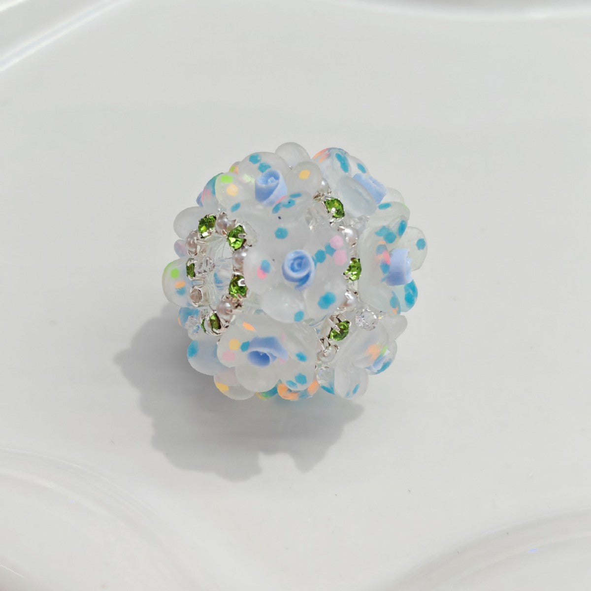Embellished Bubblegum Beads 18mm Matte Confetti Floral 4pcs 3
