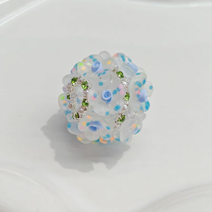 Embellished Bubblegum Beads 18mm Matte Confetti Floral 4pcs 3