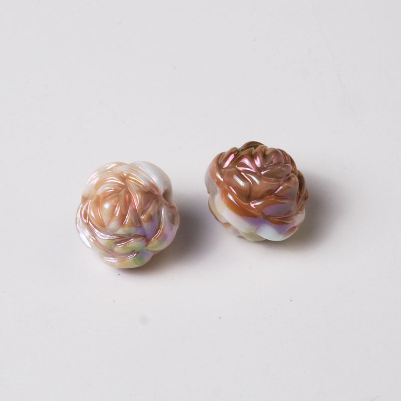 Plating Rose Ball Acrylic Beads 16mm Dual Color Glossy 50pcs 6