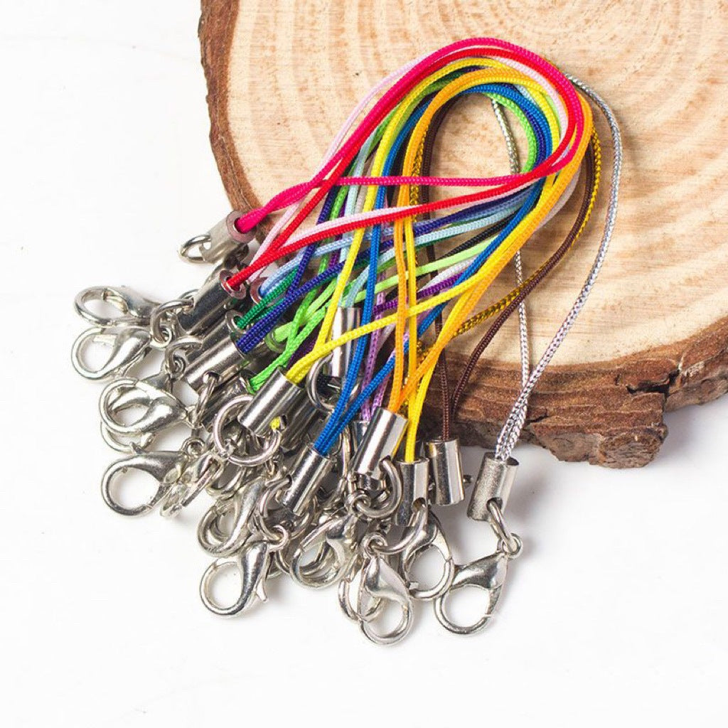 Colorful Phone Strap Keychain Mini Lobster Clasp Nylon Cord 50pcs 14