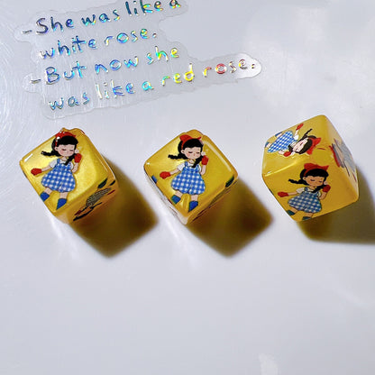 Pretty Girl Printed Square Acrylic Beads 14mm Diagonal Hole 10pcs 7