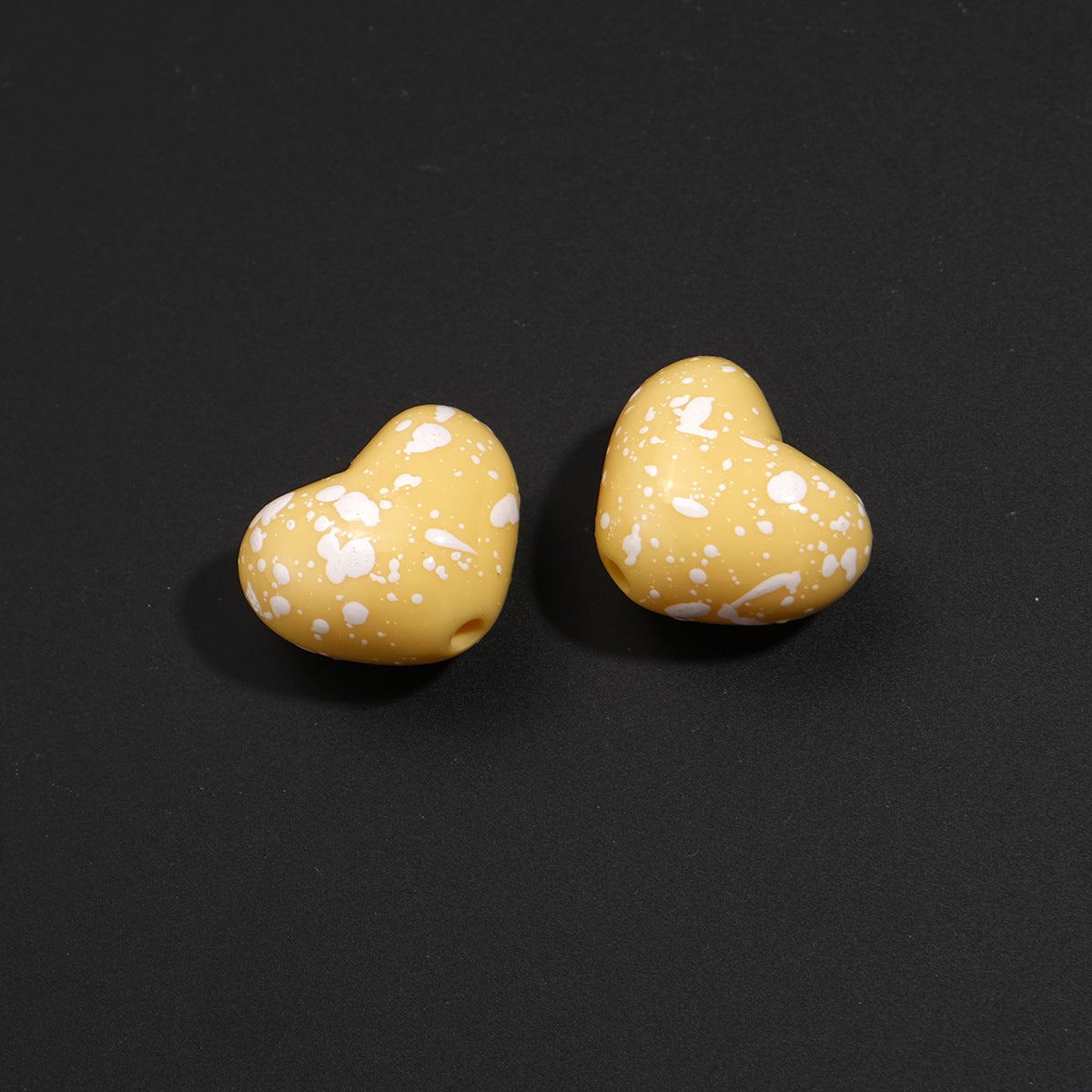 Plaid and Splashed Ink Pattern Heart Acrylic Beads 18mm 20pcs 15