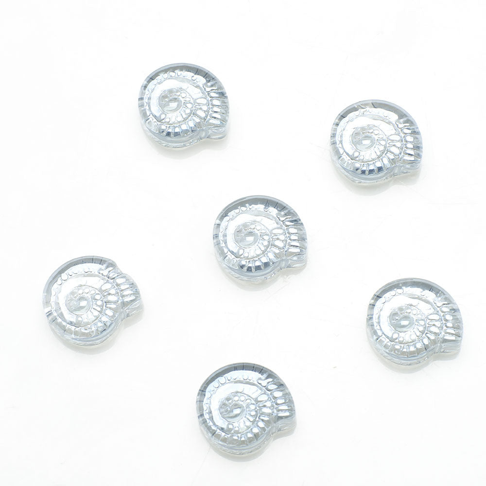 Electroplated Flat Spiral Shell Glass Beads 12mm Iridescent 30pcs 21