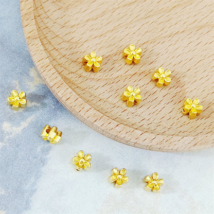 Alloy Flower Spacer Beads 6mm Five Petal Tibetan Silver Tone 100pcs 4