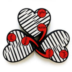 Silicone Focal Beads Heart with Red Comma Image 20pcs 2