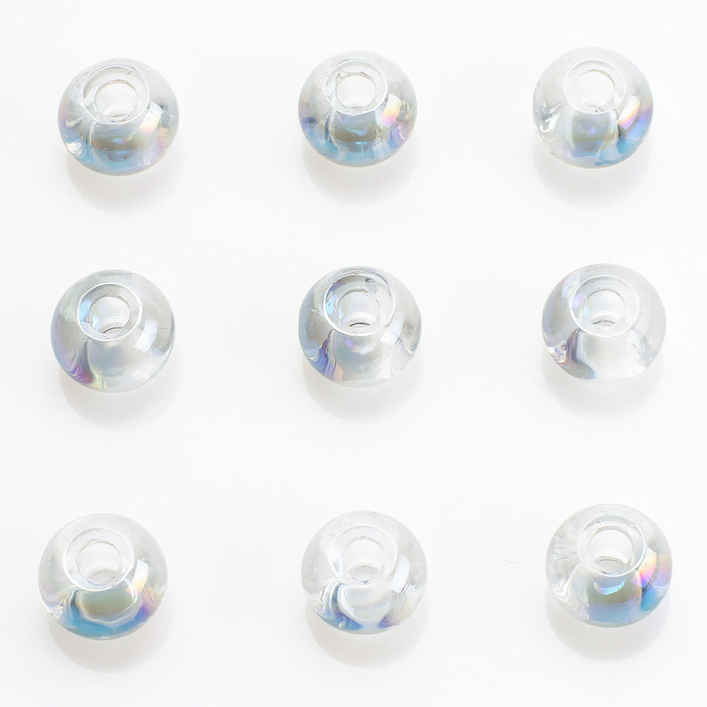 Glass Smooth Spacer Beads 8mm 10mm Large Hole Electroplated 50pcs 18