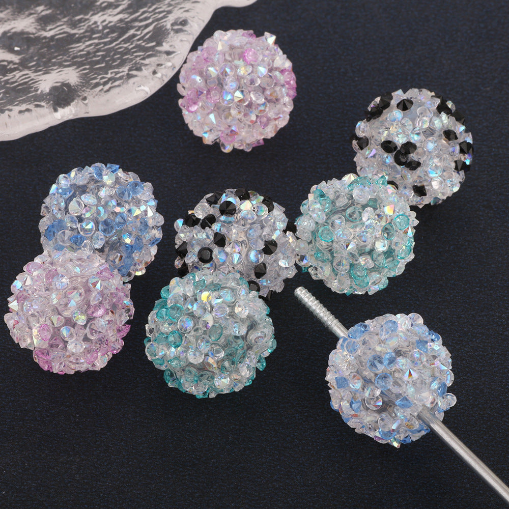 Rhinestone Round Clay Beads 16mm Glittering Epoxy Polymer 10pcs