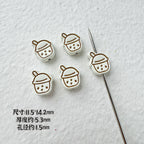 Heart Metal Beads Baking Painted Bubble Tea Design Alloy 10pcs 6