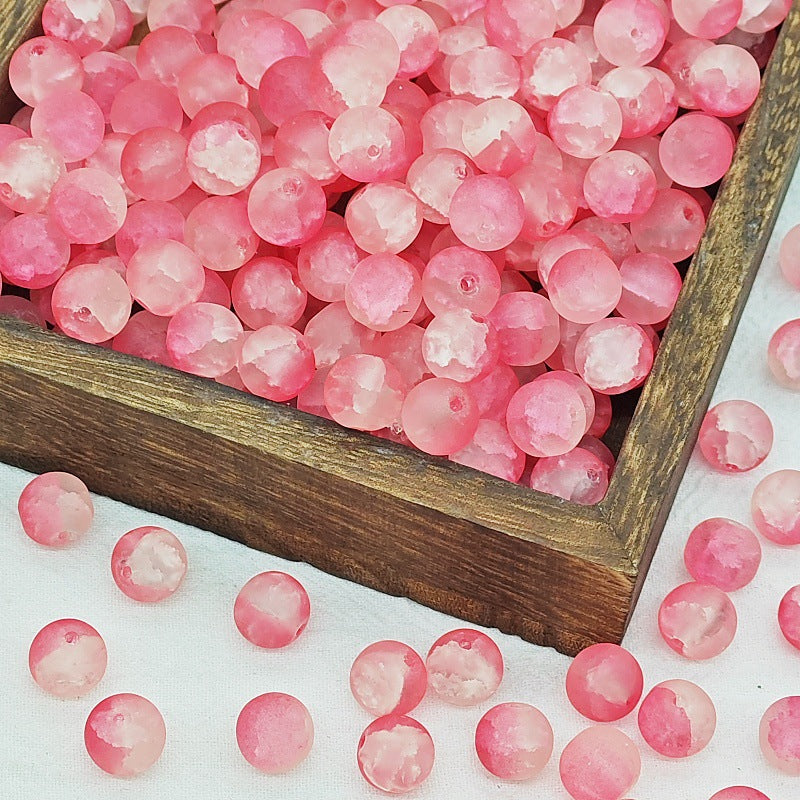 Frosted Round Glass Beads 10mm Muted Pastels Earth Tones 50pcs 12