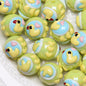 Hand Painted Acrylic Beads 16mm New Year Dog Faces 10pcs 24