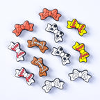Silicone Focal Beads Baseball Bow Yellow with Baseball Stitching 20pcs