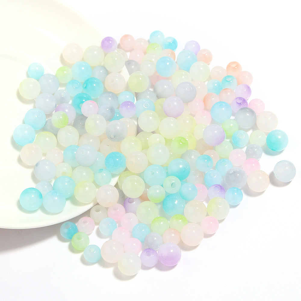 Dual Color Gradient Round Acrylic Beads 8-10mm Imitation Jade 100pcs 5