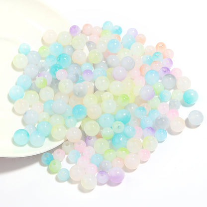 Dual Color Gradient Round Acrylic Beads 8-10mm Imitation Jade 100pcs 5