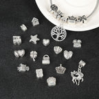 European Style Metal Beads Silver Tone Large Hole 50pcs