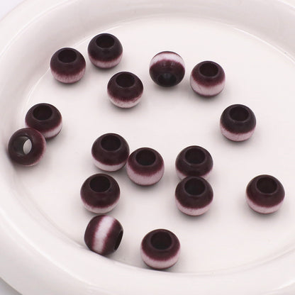 Large Hole Gradient Striped Round Acrylic Beads 10mm 20pcs 11