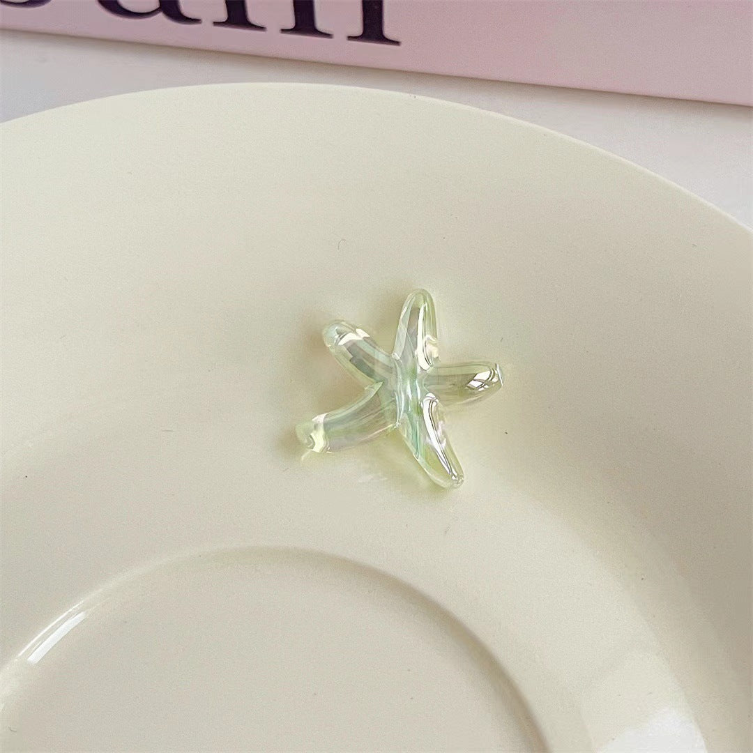 UV Plating Starfish Acrylic Beads 20mm Transparent Iridescent 250pcs 7
