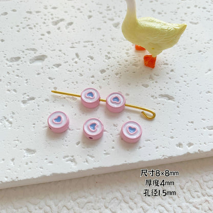Round Metal Beads Baking Painted Smiling Chocolate Series 20pcs 42
