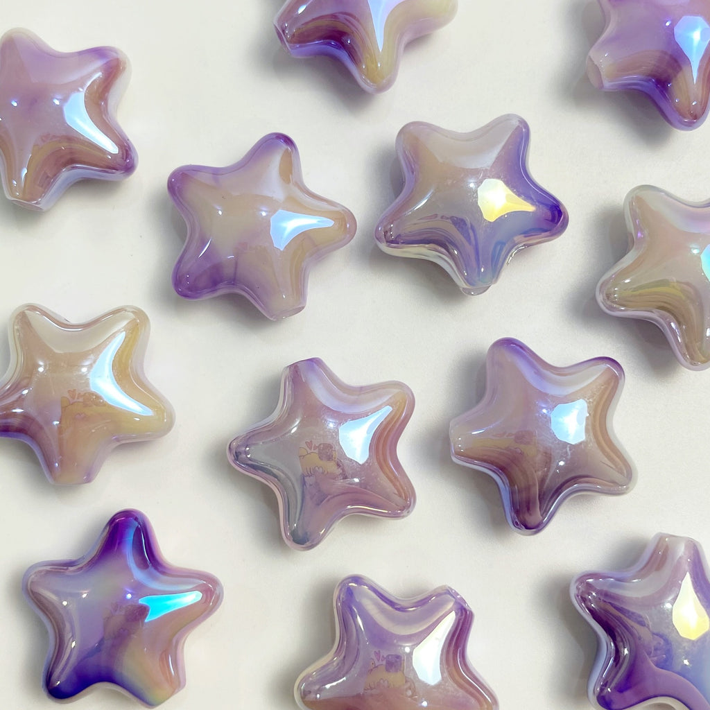 UV Plating Dual Color Cloud Gradient Star Acrylic Beads 22mm 50pcs 6