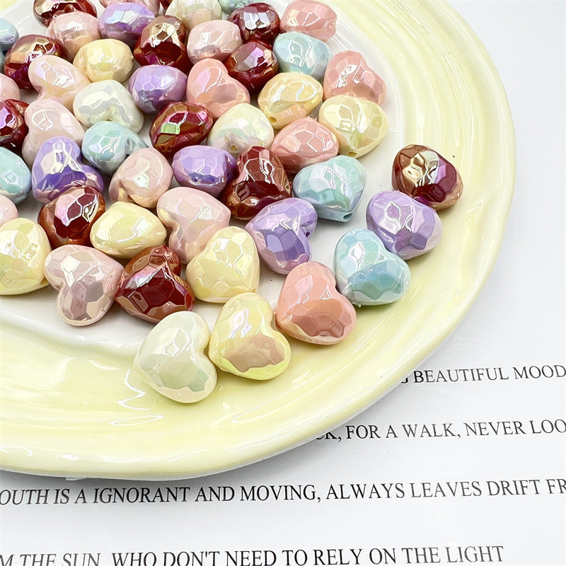Light In The Dark Faceted Heart Acrylic Beads 20mm Pastel 10pcs 13